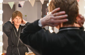 Doreen Tipton prepares to go on stage. Photo: Simon Hadley