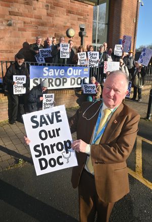 Campaigners outside Guildhall.