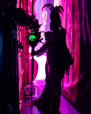 The lighting at the theatre captures the glowering evil of Danny Beard's character. Photo: Danny Kaan