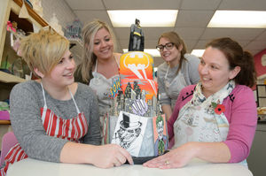 From left, Amelia Mason, and cake artists Laura Farmer,Sarah Philips and Rachel Wellsbunny