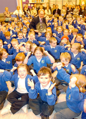 David Evans, centre, was headteacher at Selattyn and Ifton Heath Schools near Oswestry