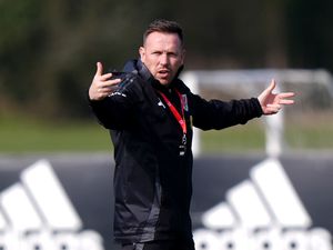 Wales manager Craig Bellamy at an open training session