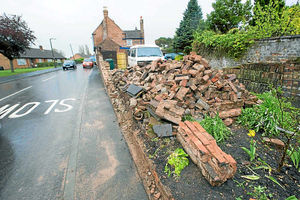 The debris left after the wall collapse