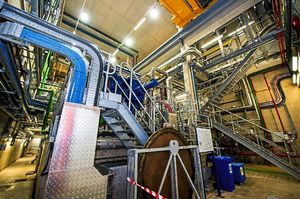 Inside the turbine room at Battlefield where electricity is produced