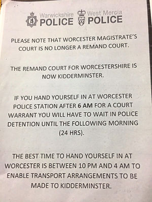 The notice which has appeared at Worcester Police Station