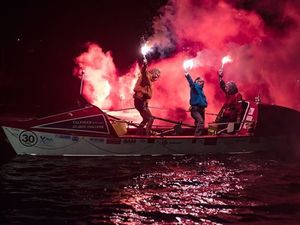 Supporting image for story: Oarsome finish for record breaking trio