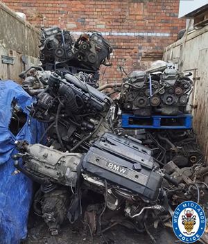 Car engines stacked high were discovered during the multi agency operation