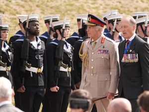 Supporting image for story: 38 momentous VJ Day 80th anniversary pictures as King Charlds leads the nation in paying tribute to veterans at the National Memorial Arboretum in Staffordshire