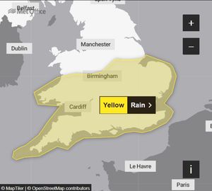 A yellow weather warning has been issued by the Met Office