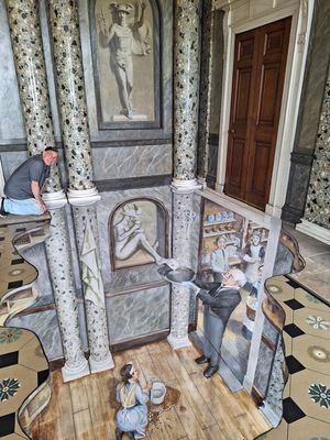 Julian Beever with his completed artwork