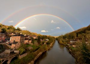 A double rainbow appears over the River Severn in the Ironbridge Gorge on Tuesday, March 24, 2026. Photo: Mike Sheridan