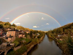 Supporting image for story: Double rainbow arcs over Ironbridge - gorge lights up after afternoon showers