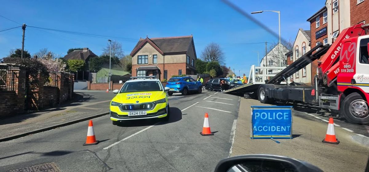 Police rush to scene after two cars crash in Hednesford