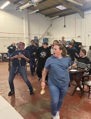 Tim Jones and Sophie Grogan, "The Thenadiers" in rehearsal.