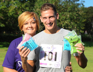 Suzy Evans with Marc Albrighton at last year's Run for Joel in Sandwell Valley Park