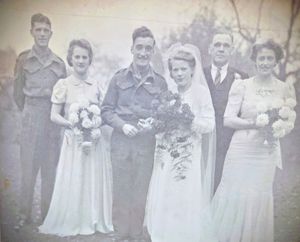 Joan and Charles on their wedding day - they met during the conflict