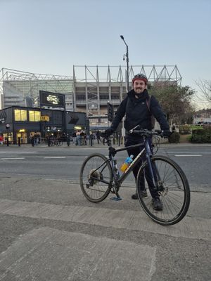 Stuart Bull outside St James' Park, home of Newcastle United.
