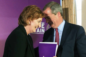 Ukip leader Nigel Farage with Suzanne Evans, Ukip deputy Chairman and parliamentary candidate for Shrewsbury & Atcham