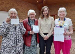 Showing Artwork - June Fox, Janet Anderson with Kate Dawes Speaker and Anne Bumford Chairman
