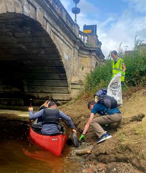 The group worked to clean up the River Severn. Picture: Shrewsbury Vegans