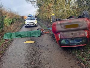 Supporting image for story: Car overturns in crash on Shropshire country lane 