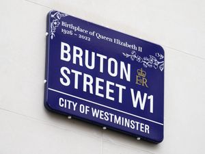 One of eight new commemorative street signs in place to recognise the birthplace of Queen Elizabeth II in London