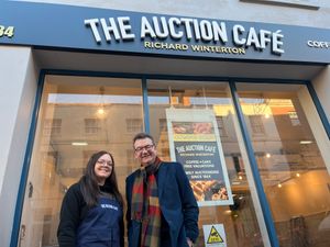  
Auctioneer and managing director Richard Winterton with coffee shop manager Emma Dermody.