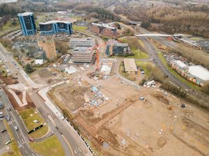 The site of Telford's new station quarter development as construction work got underway earlier this year.