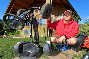 Sycamore Adventure senior play worker Will Ganniclifft with the damaged karts