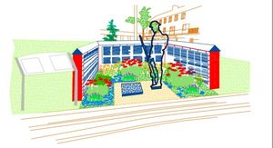 An artist's impression of the war memorial once the surrounding wall is built