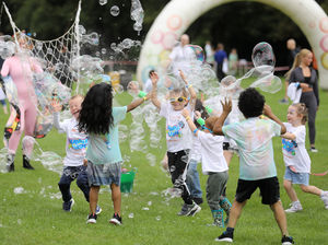 Bubbles galore at the Acorns Bubble Rush at Walsall Arboretum.