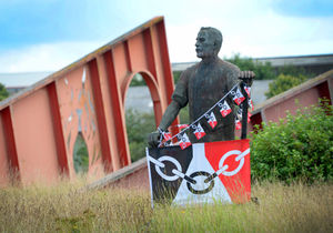 The Black Country flag on Cinder Bank Island in Dudley