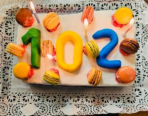 A special macaroon cake was prepared for the party