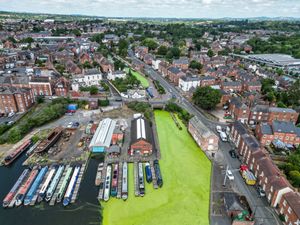 Recent high temperatures and rainfall have caused duckweed to rapidly bloom at Stourport Basin on the Staffordshire and Worcestershire Canal. 