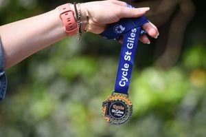 A medal from the Cycle St Giles event