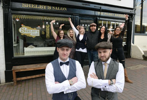 Celebrating the delayed launch of The Peaky Barbers in Ironbridge