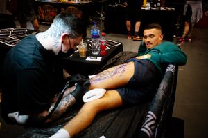 Liam Osborne from Vivid Ink based in Birmingham tattooes Jack Watkins from Stourbridge.