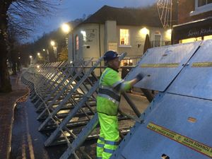 Supporting image for story: Ironbridge flood barriers coming down as warnings remain for region