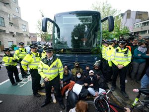 Supporting image for story: Bibby Stockholm coach driver ‘arrested for gesticulating at protesters’