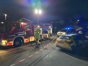 Bridge Road in Alveley was closed while emergency services dealt with the spillage. Picture: Bridgnorth Fire Station. 