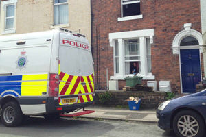 Police outside the house on Meyrick Road, Stafford