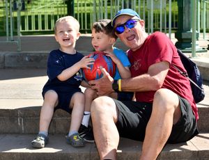 At Mary Stevens Park in Stourbridge were Ceri Davies with grandson Louis Aldridge and his friend Jacob Rossiter. Photo: Tim Thursfield