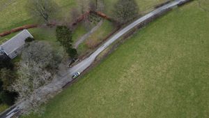 Police used a drone to get a bird's eye view of the Glyn Ceiriog area 
