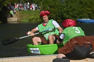 Nick Spittle of the Bakewell Tarts gets ready to race