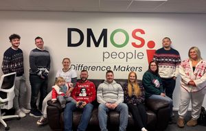 The DMOS People team looking festive plus recruiter in training, Lily.
