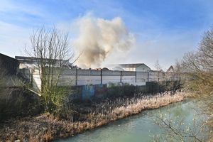 Smoke could be seen coming from the scrap metal fire