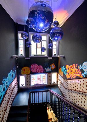 The stained-glass windows and Victorian tilework has been lovingly restored