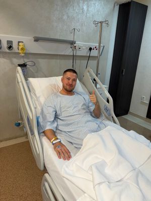 Richard Mansell shared a picture online after undergoing hip surgery. Picture: Richard Mansell/X