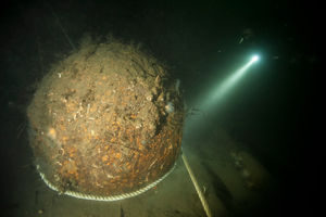 One of the highball bombs recovered from Loch Striven in Argyll