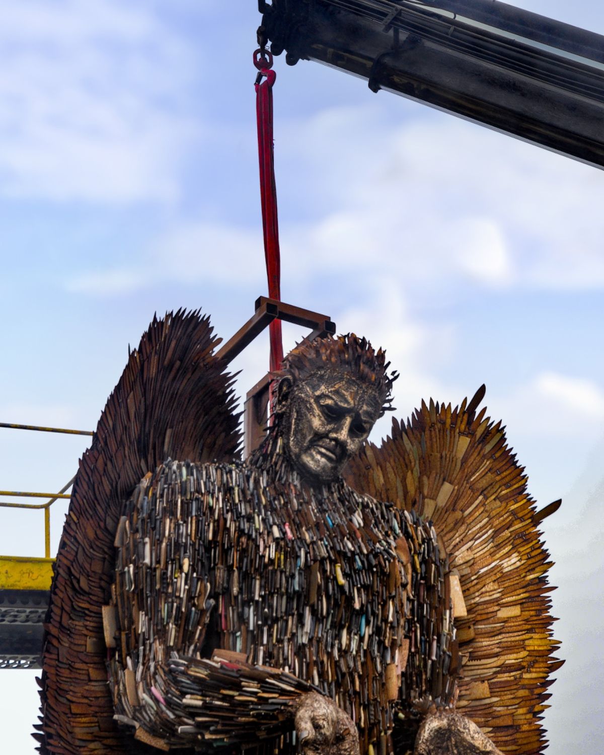 Shropshires famous Knife Angel sculpture has landed at its latest UK destination